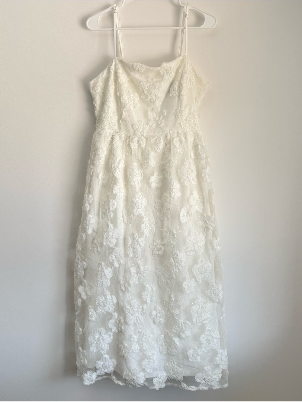 NWT Lulus Delightful Charisma White Embroidered Sequin Mesh Midi Dress Size XL - Picture 5 of 9